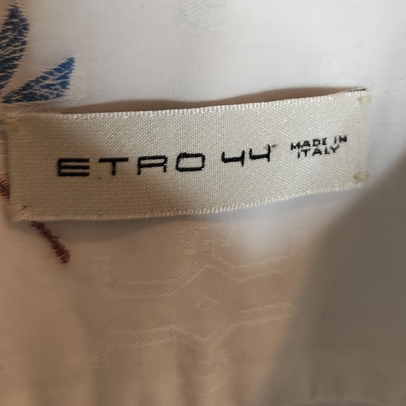 Etro Dragonfly Embroidered Coupe Long-Sleeve Button White Shirt Size Italy 44 XL - Picture 3 of 16
